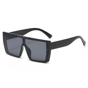 Fashionable oversized square frame sunglasses in glossy black for outdoor sun protection