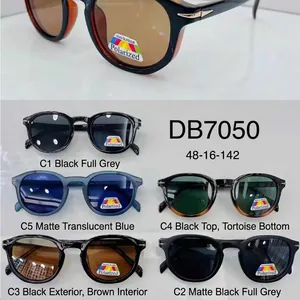 Retro polarized round frame sunglasses with arrow hinge in five assorted colors