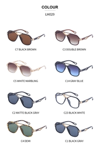Steampunk aviator sunglasses collection with metal bridge detail in eight distinct colors