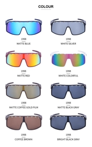 Multi-color sports cycling sunglasses with vented lenses shown in eight diverse color options