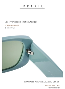 Macro detail of the screw fixation hinge and smooth blue temple on lightweight sunglasses