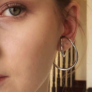 Minimalist Double Loop Clip On Earrings Copper Mobius Irregular Geometric Ear Cuffs No Piercing Jewelry For Women