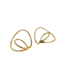 Minimalist gold Mobius double-layered clip-on earrings with polished geometric finish