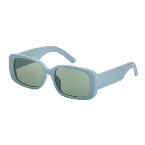 Retro light blue rectangle sunglasses with wide temples and high quality plastic frames
