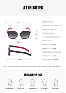 Detailed size specifications of the unisex double-bridge vintage square sunglasses