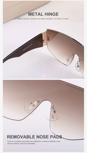 Détails des charnières métalliques et des plaquettes de nez sur lunettes sans monture
