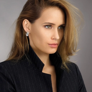 Elegant teardrop drop earrings with full pave zircons on modern silver geometric frames