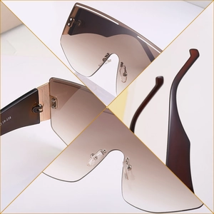 Lunettes de soleil oversize sans monture avec verres dégradés marron et cadre en métal
