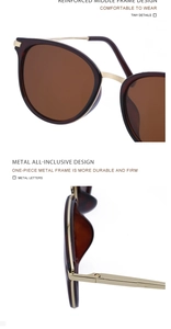 Detail of retro cat-eye sunglasses with tortoise frame and reinforced metal bridge