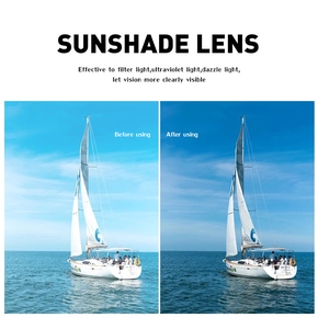 Comparison showing polarized lens effect on sunshade sunglasses for glare reduction