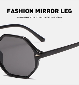 Detailed close-up of polygon sunglasses featuring the latest slice design temple hinges