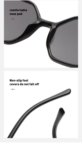 Detail of comfortable nose pads and non-slip foot covers on black polygon sunglasses