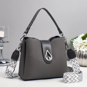 Sac à Main Mode pour Femmes Grande Capacité Toile PU Texture Tissée Couleur Contraste Sac Bandoulière Avec Sangle Géométrique Amovible