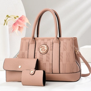 Women Bag Sets PU Leather Embossed Litchi Texture Handbag Tote Wallet Card Holder Elegant Shoulder Bag Daily