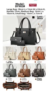 Three-piece handbag set macro view showing textured tote bag internal zipper compartments