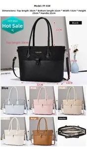 Vue détaillée des dimensions du grand sac cabas et des compartiments en plusieurs couleurs