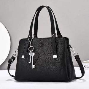Borsa A Mano Da Donna In Pelle PU Con Trama Litchi Borsa A Tracolla Per Ufficio Con Pendente A Cuore E Chiave Giornaliera