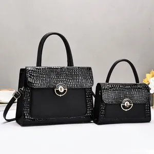 Women Handbag And Small Bag Matte Crocodile Pattern PU Leather Large Capacity Shoulder Tote For Daily Fashion
