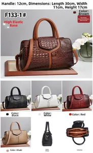 Detailed size specifications and internal compartments of the crocodile pattern Boston bag