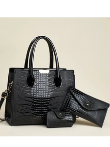 Sac À Main Cabas En Cuir PU Gaufré Crocodile Pochette Enveloppe Et Porte-Monnaie Élégant Brillant Mode Style Occident Femmes