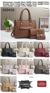 Litchi texture PU leather tote set with specific dimensions and three piece layout
