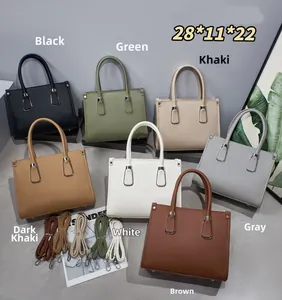 Litchi pattern faux leather tote bag collection showing multiple colors and size dimensions