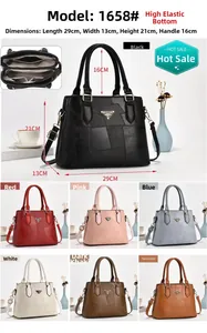 Detailed dimensions and color palette overview for the leather patchwork bucket bag