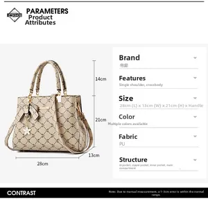Detailed size specifications and internal structure of the vintage PU leather handbag