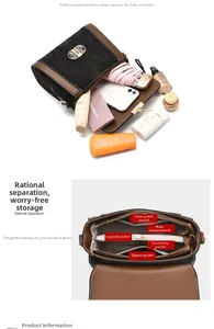 Detail view of the multi-compartment interior and retro contrast flap crossbody bag