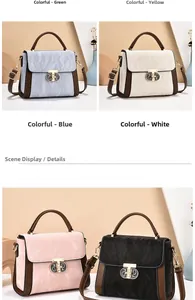 Detail view of large commuter handbags in four colors with pleated leather and metal buckle