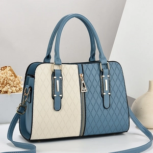 Sac À Épaule Femme Cuir PU Bloc De Couleur Motif Losanges Matelassé Grande Capacité Poignée Supérieure Bandoulière