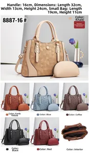 Detail view of large geometric tote bag set with dimensions 32x13x24cm in various colors