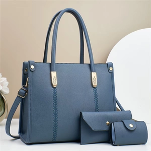 Sac À Main Cabas Femme Sac Bandoulière Portefeuille Et Porte Cartes En Cuir PU Grainé Couleur Unie Élégant Mode Chic