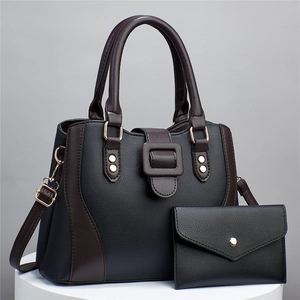 Set borsa a mano in ecopelle con trama litchi, inclusa borsa tote e pochette nera