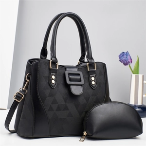 PU Leather Handbag And Pouch Geometric Diamond Pattern Large Capacity Shoulder Crossbody Purse Fashion For Women