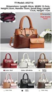 Detail view of the composite leather tote bag set featuring stylish lizard skin texture
