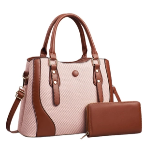 Ensemble sac cabas deux pièces avec portefeuille assorti et garniture contrastante
