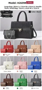Detailed grid view showing a 2-piece tote bag set in 10 different colors and sizes