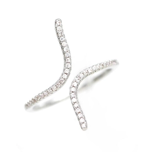 Bague ouverte en vague S de style français sertie de zircons cubiques scintillants