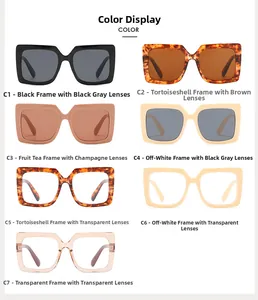 Guide détaillé des couleurs pour lunettes de soleil carrées surdimensionnées en sept tons