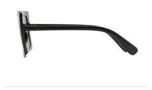Vue latérale de lunettes de soleil carrées oversize avec monture épaisse en acétate noir