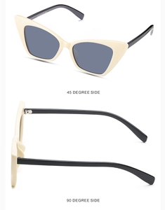 Cat eye sunglasses detail showing the 45-degree and 90-degree side profile views
