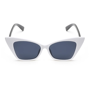 Fashionable white cat-eye sunglasses for women featuring stylish dark lenses and a retro design