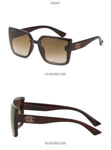 Vues détaillées de lunettes de soleil carrées surdimensionnées avec logo CG en métal