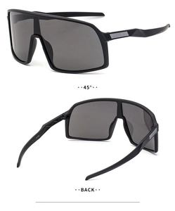 Detailansicht der mattschwarzen polarisierten Radsport-Sonnenbrille aus 45-Grad-Perspektive