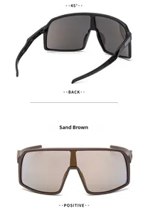 Detail von polarisierten Sport-Sonnenbrillen in Sandbraun und Schwarz mit Spiegelglas