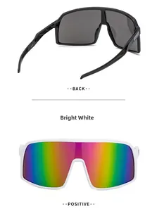Vorder- und Rückansicht der Oversize-Sportsonnenbrille mit schwarzem und weißem Rahmen