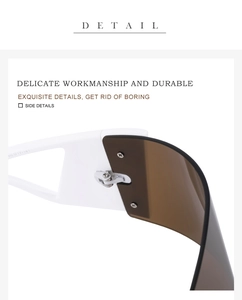 Détail de la charnière de lunettes de sport blanches avec vis métalliques solides