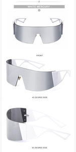 Vues détaillées de lunettes de soleil cyclisme futuristes White Mercury sous plusieurs angles