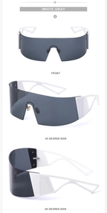 Lunettes de soleil sportives monture blanche verres gris vue de face et profil de côté